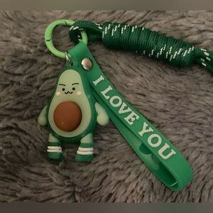 Green “Avocado Man” Keychain with 'I Love You' Strap
